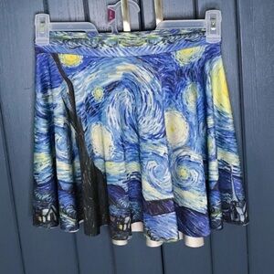 Vincent Van Gogh Starry Night Mini Skater Skirt XS S Art To Wear Punk Whimsigoth